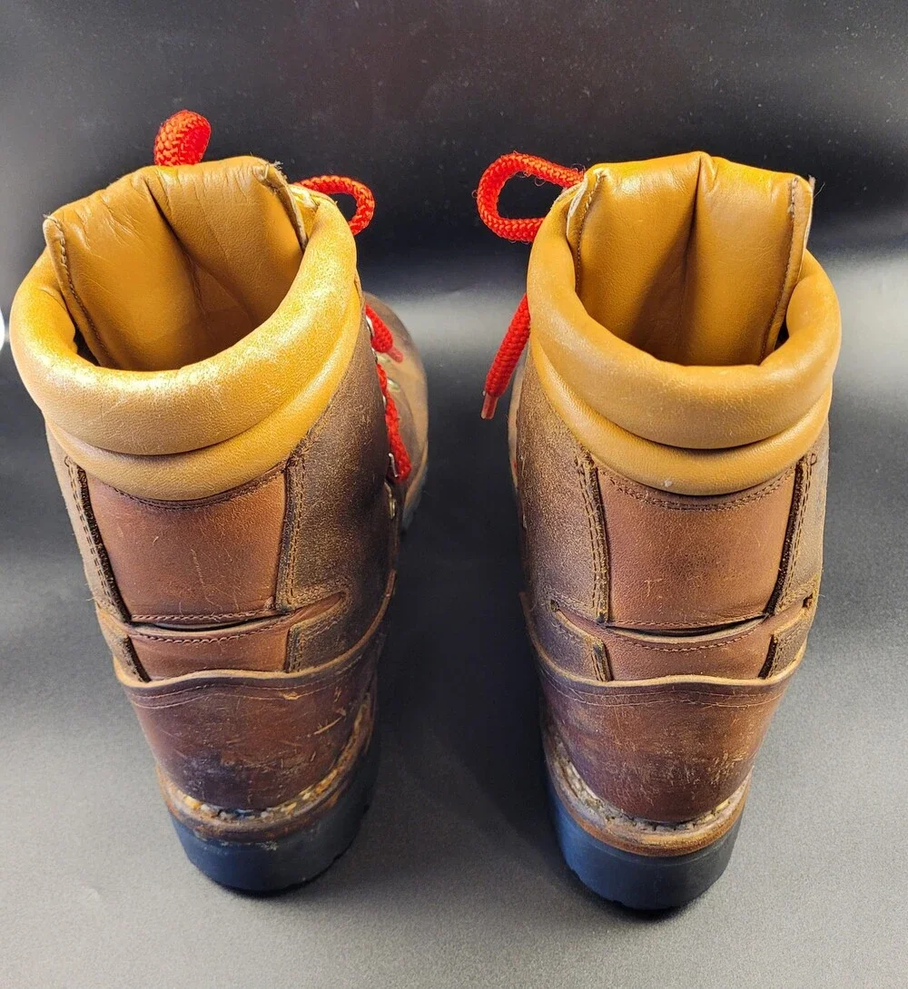 Vintage Kastinger Mountaineering Boots Mens 8.5 Brown Leather Vibram 70s Austria